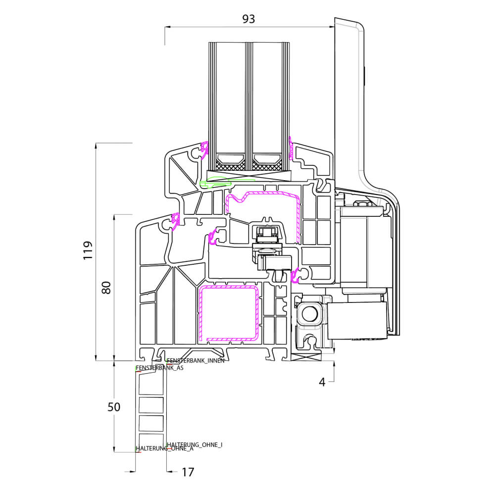 Ideal Design - PSK mit Fensterbankanschlussprofil Altbau 50 mm