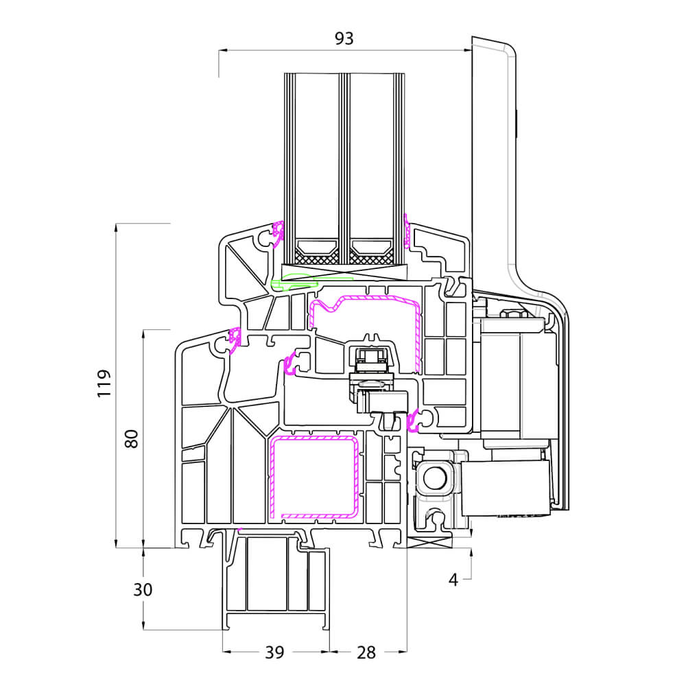 Ideal Design - PSK mit Fensterbankanschlussprofil Neubau 30 mm