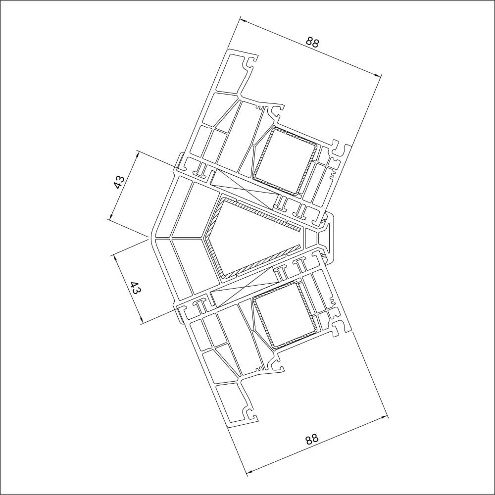 Eckkopplung 135° für Aussenecke