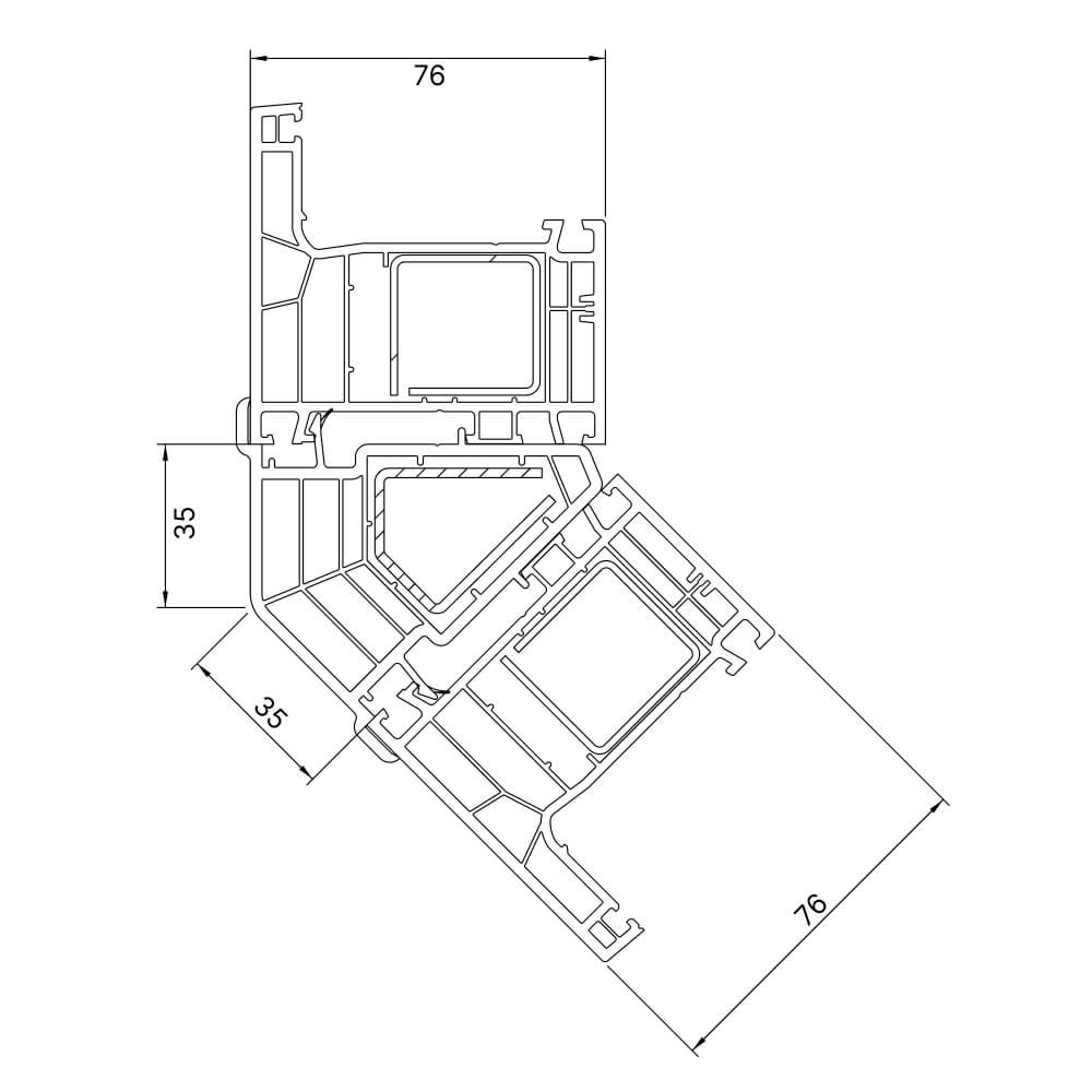 Eckkopplung 135° für Aussenecke