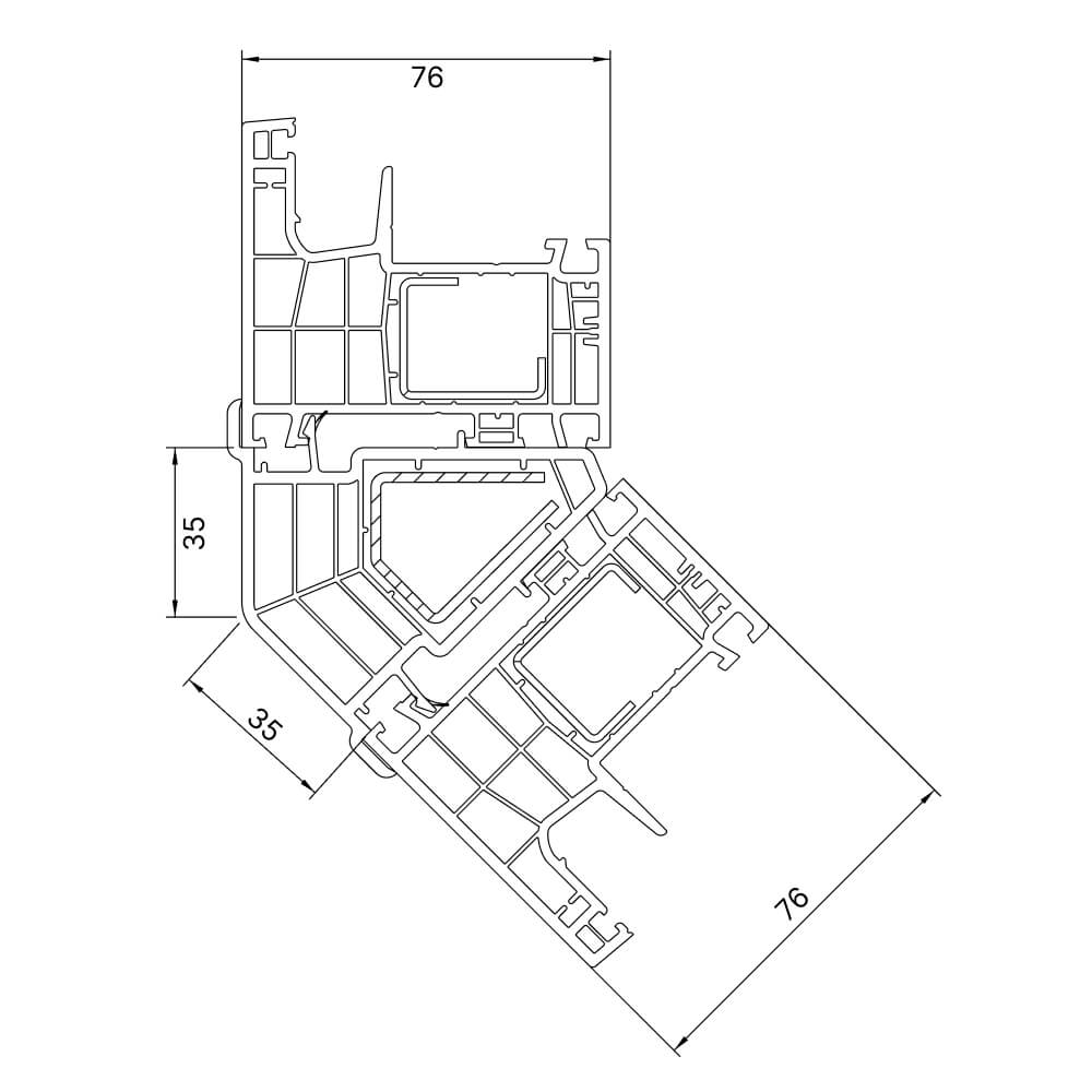 Eckkopplung 135° für Aussenecke