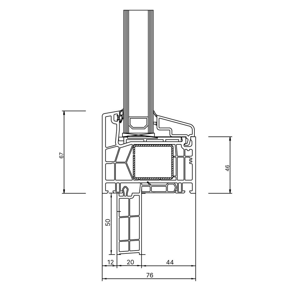 Fensterbankanschlussprofil Neubau 50mm Aussenansicht