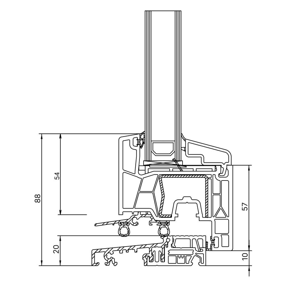 Kömmerling 76 AD Balkontüre mit flacher Schwelle (barrierefrei)