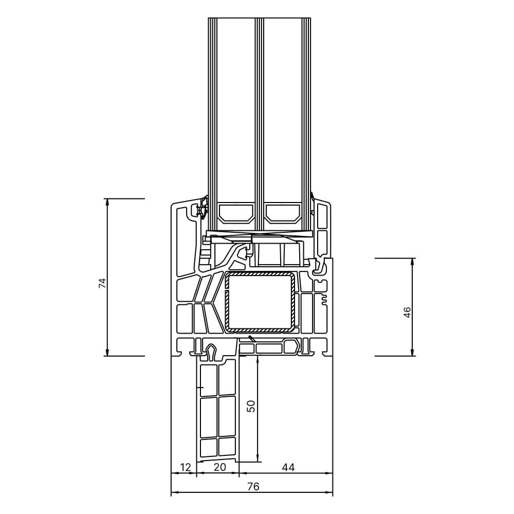 Fensterbankanschlussprofil Neubau 50mm Aussenansicht