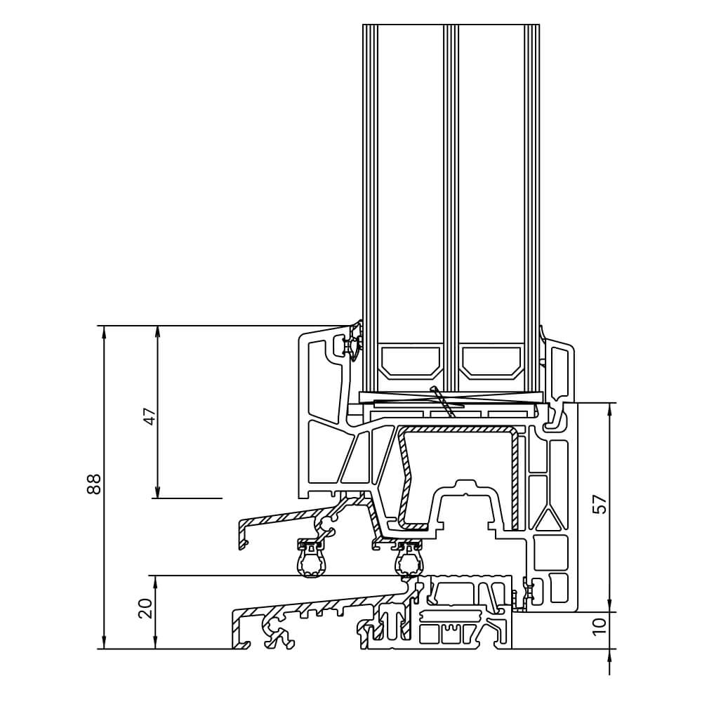 Kömmerling 76 MD Balkontüre mit flacher Schwelle (barrierefrei)