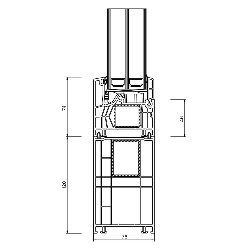 Kömmerling 76 MD Rahmenverbreiterung 120 mm