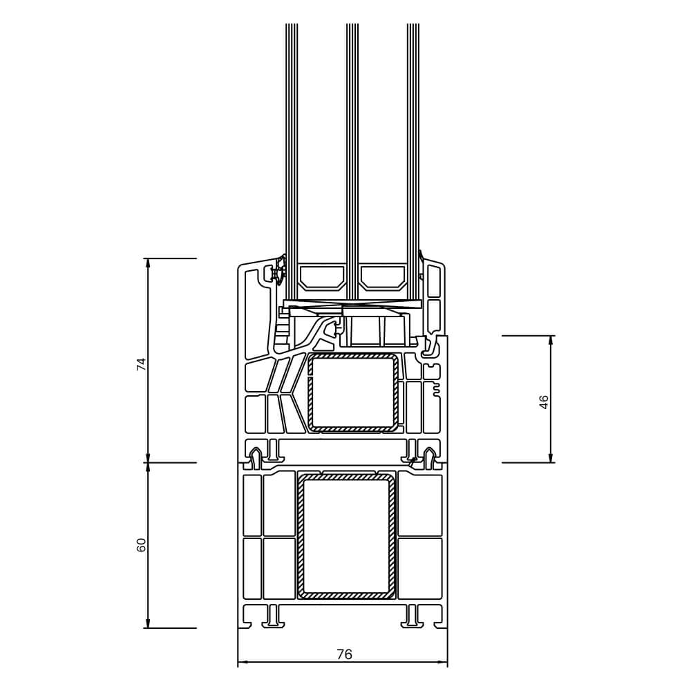 Kömmerling 76 MD Rahmenverbreiterung 60 mm