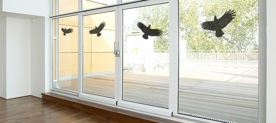 Vogelaufkleber am Fenster